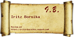 Iritz Borsika névjegykártya